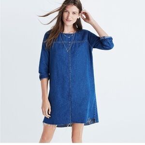 Madewell Denim Step Hem Mini Dress 3/4 Sleeve Size Small